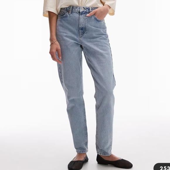Topshop Denim - Topshop Women's Mom Jeans In Bleach Finish ~ Size 26 X 30